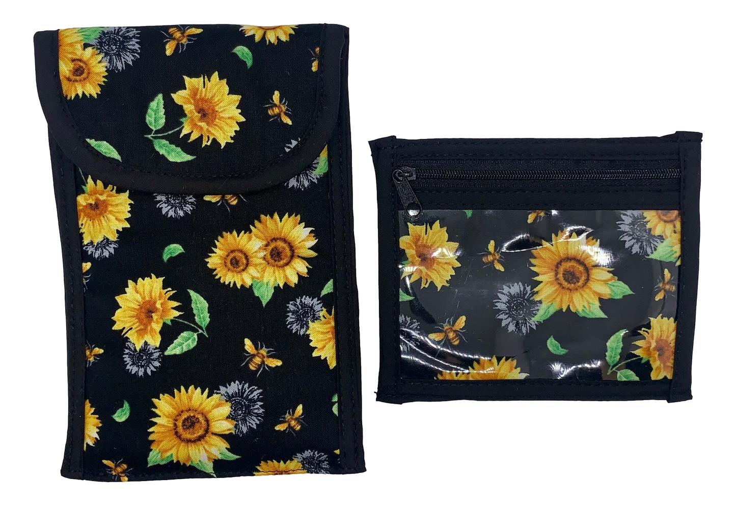 Sunflowers & Bees “Popular Combo” Double Eyeglass Case & Clear Pouch
