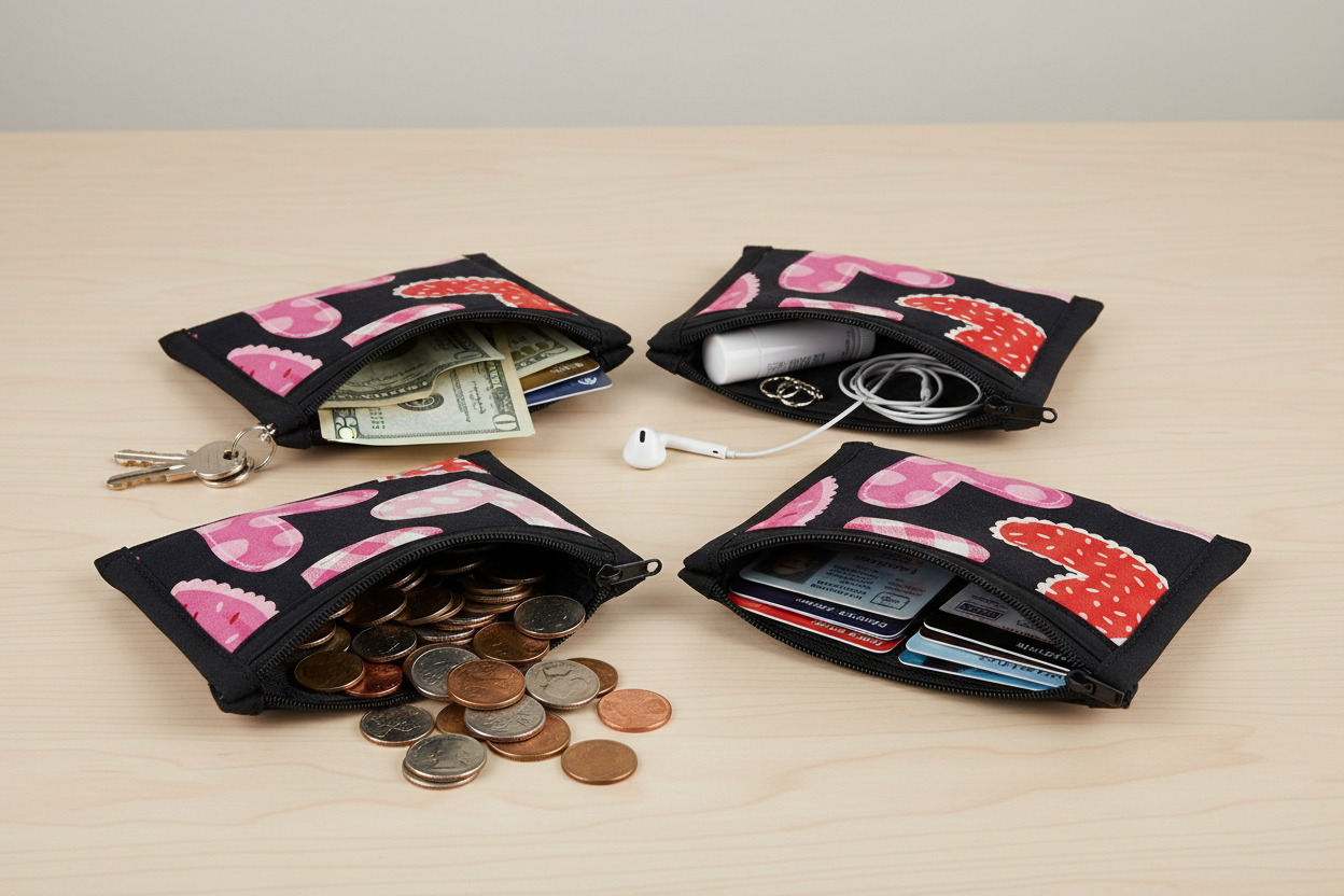 Hearts zippered pouches - all 4 with different uses