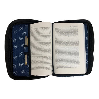 *Hardback Book/Bible Cover - Zippered Closure, Soft carrying Strap, Attached Bookmark - NEW