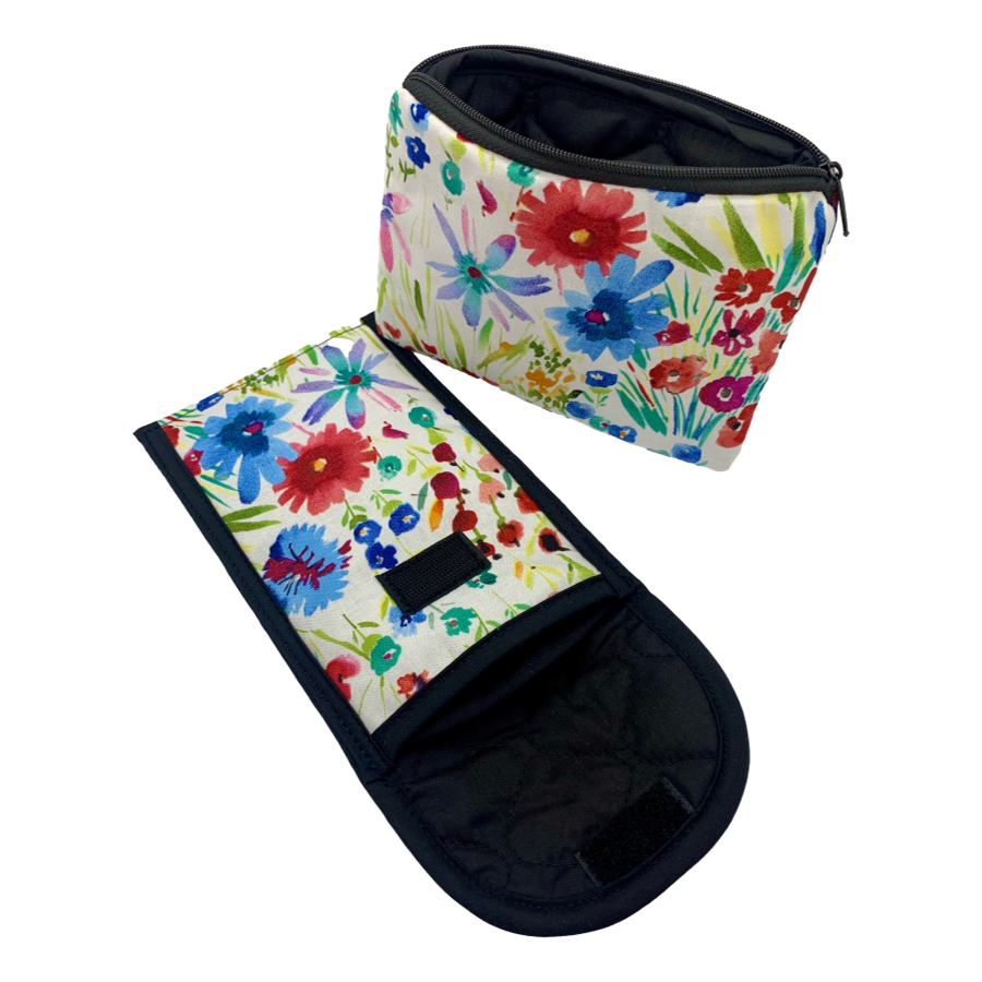 “Double" Eyeglass Case & Small Cosmetic Case Set - “Wildflowers”