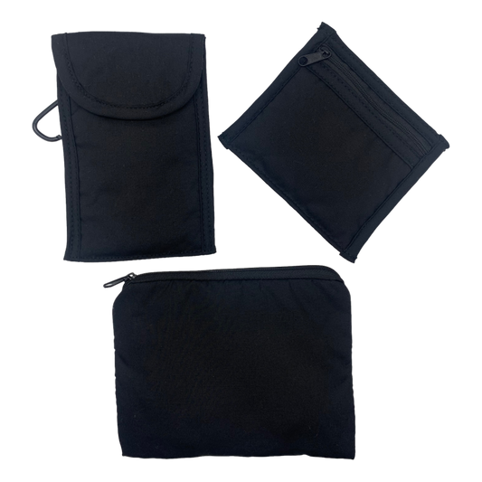 SOLID BLACK - Eyeglass Case, Cosmetic Case & Zippered Pouch