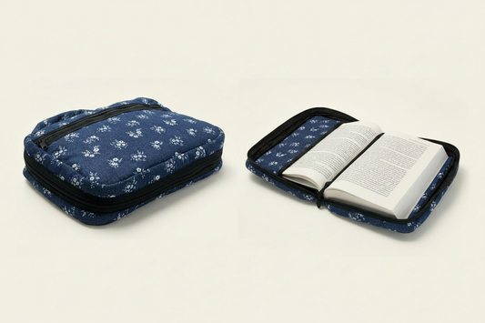 *Hardback Book/Bible Cover - Zippered Closure, Soft carrying Strap, Attached Bookmark - NEW