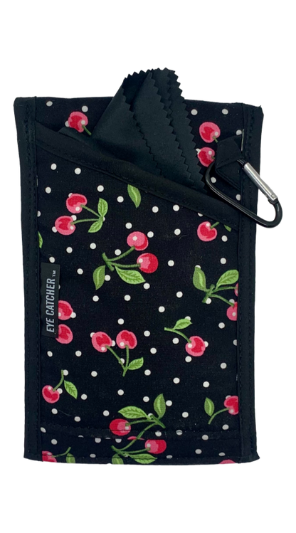 "Double" Eyeglass Case & Small Cosmetic Case Set - Tiny Cherries