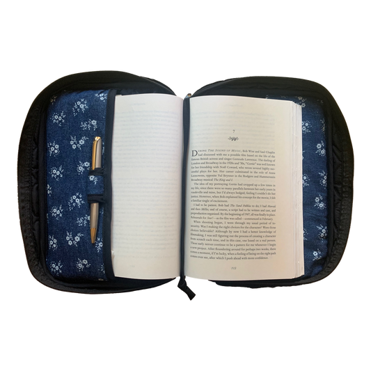 *Hardback Book/Bible Cover - Zippered Closure, Soft carrying Strap, Attached Bookmark - NEW