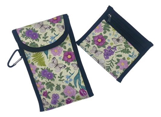 BUTTERFLY GARDEN Double Eyeglass Case & Zippered Pouch