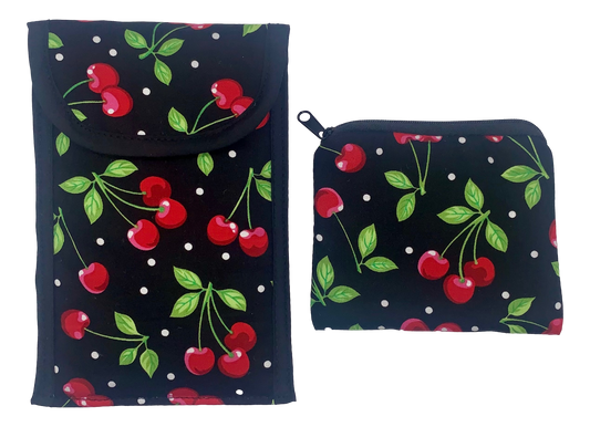 CHERRIES Double Eyeglass case & Coin Purse Set