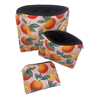 3 Piece Gift Sets - On Sale Today-shown in Oranges🍊 Choose from 30 Fabric Designs! The Perfect Gift. Personalized Free.