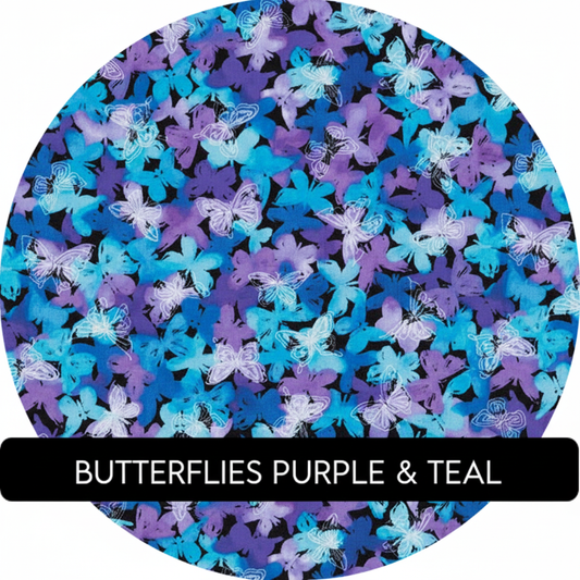 Butterflies Purple & Teal Swatch