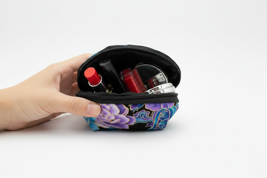 Clam Bag with Cosmetics Inside