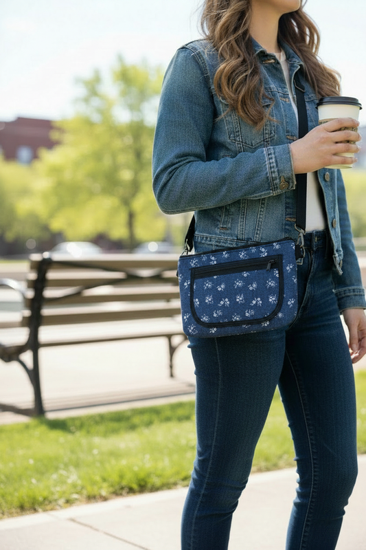 Denim Floral Crossbody on Park Model