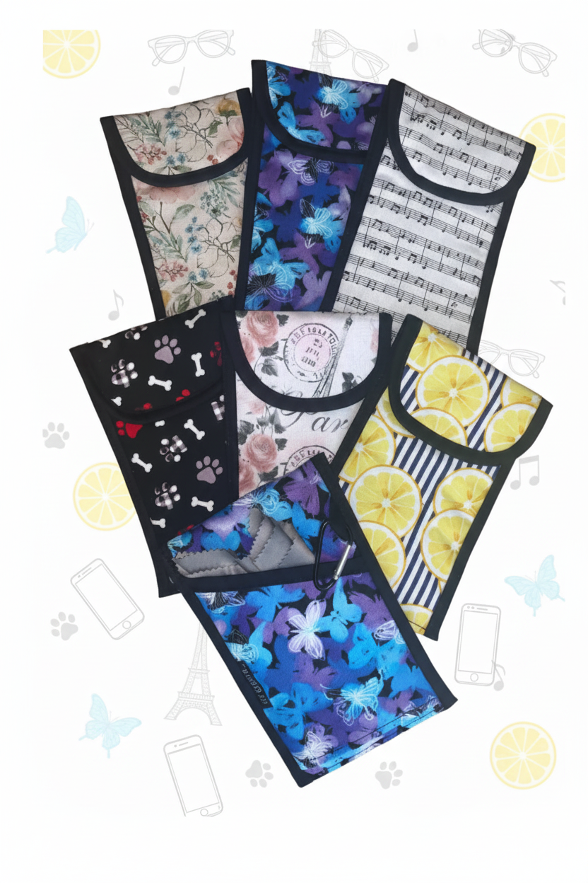 Eyeglass Cases with Glasses & Phone Background